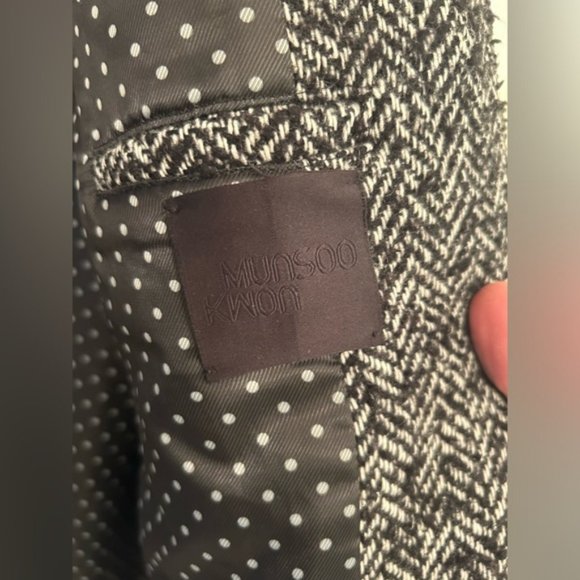 SOLD Munsoo Kwon Oversized Peacoat / Varsity Trim Jacket - Picture 7 of 7